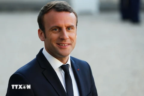 Tổng thống Pháp Emmanuel Macron trong cuộc họp báo ở Paris ngày 21/5. (Nguồn: AFP/TTXVN)
