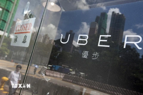 Biểu tượng của tập đoàn Uber tại Hong Kong, Trung Quốc. (Nguồn: EPA/TTXVN)