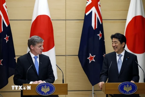 Nhật Bản và New Zealand khẳng định cam kết phối hợp chặt chẽ để TPP sớm có hiệu lực. (Nguồn: EPA/TTXVN)