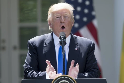  Tổng thống Mỹ Donald Trump trong cuộc họp báo ở thủ đô Washington ngày 9/6. (Nguồn: EPA/TTXVN)