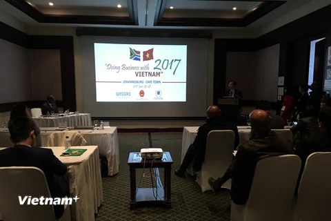 Hội thảo xúc tiến thương mại Việt Nam-Nam Phi tại thành phố Cape Town. (Ảnh: Mạnh Hùng/Vietnam+)