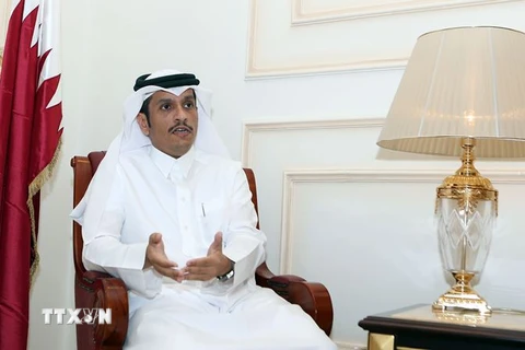 Ngoại trưởng Qatar Mohammed bin Abdulrahman al-Thani trong cuộc họp báo tại Doha ngày 8/6. (Nguồn: AFP/TTXVN)