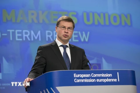 Phó chủ tịch Ủy ban châu Âu Valdis Dombrovskis. (Nguồn: EPA/TTXVN)