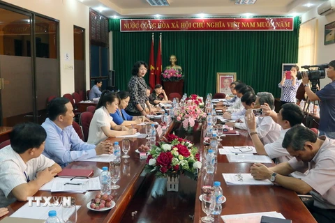 Phó Chủ tịch nước Đặng Thị Ngọc Thịnh phát biểu tại buổi làm việc. (Ảnh: Tiến Lực/TTXVN)