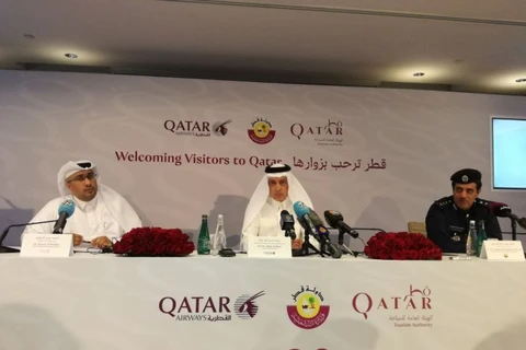 Các quan chức Qatar thông báo chính sách visa mới tại một cuộc họp báo. (Nguồn: thepeninsulaqatar.com)