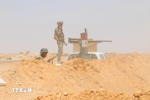 Binh sỹ Syria làm nhiệm vụ trong chiến dịch chống khủng bố tại tỉnh Homs ngày 12/6. (Nguồn: THX/TTXVN)