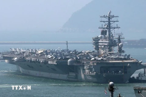 Tàu sân bay hạt nhân USS Nimitz. (Nguồn: AFP/TTXVN)