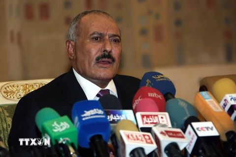 Cựu Tổng thống Yemen Ali Abdullah Saleh tại một sự kiện ở Sanaa ngày 24/12/2011. (Nguồn: AFP/TTXVN)