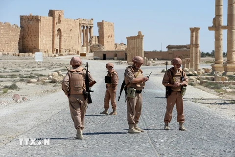Binh sỹ Nga tuần tra ở thành phố cổ Palmyra, Syria ngày 5/5/2016. (Nguồn: AFP/TTXVN)