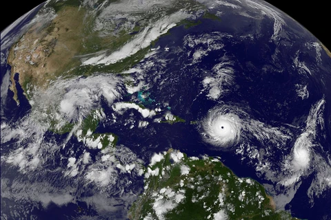 Siêu bão Irma đang hướng về phía Tây các quần đảo Caribe. (Nguồn: NASA)
