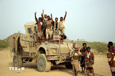  Lực lượng do Các Tiểu vương quốc Arab thống nhất hậu thuẫn tại tỉnh Taiz ngày 28/7. (Nguồn: EPA/TTXVN)