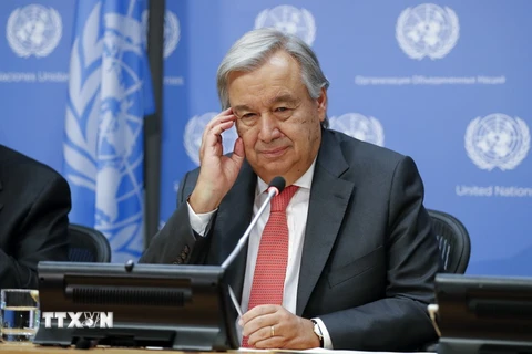  Tổng thư ký LHQ Antonio Guterres tại cuộc họp báo ở New York, Mỹ ngày 13/9. (Nguồn: THX/TTXVN)