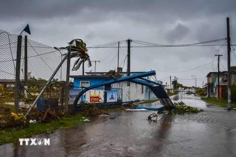 Cảnh đổ nát sau bão Irma tại Caibarien, tỉnh Villa Clara, Cuba ngày 9/9. (Nguồn: AFP/TTXVN)