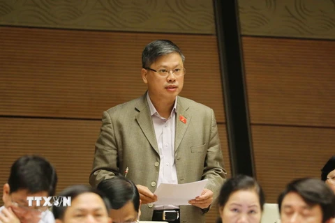 Đại biểu Quốc hội tỉnh Ninh Thuận Nguyễn Sỹ Cương phát biểu ý kiến. (Ảnh: Phương Hoa/TTXVN)