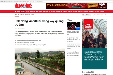 Báo Tuổi trẻ đưa tin Đắk Nông “xin” 900 tỷ đồng xây dựng quảng trường 