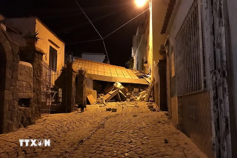 Nhà cửa bị phá hủy trong trận động đất tại Italy ngày 22./8. (Nguồn: AFP/TTXVN)