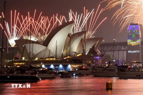 Màn bắn pháo hoa chào đón Năm mới ở Sydney. (Nguồn: AFP/TTXVN)