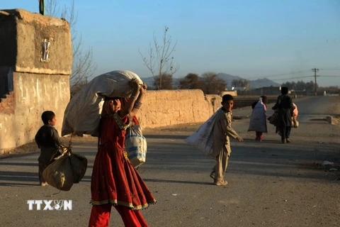 Trẻ em tại một trại tị nạn ở Kandahar, miền nam Afghanistan. (Nguồn:THX/TTXVN)