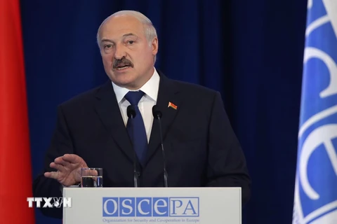  Tổng thống Belarus Alexander Lukashenko tại một phiên họp ở Minsk. (Nguồn: AFP/TTXVN)