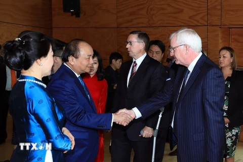 Thủ tướng Nguyễn Xuân Phúc và Phu nhân đến thăm Trường Đại học Waikato. (Ảnh: Thống Nhất/TTXVN)