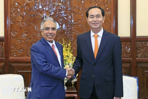 Chủ tịch nước Trần Đại Quang tiếp Ngài Dakhil Alliah Raija Al Johani, Đại sứ Đặc mệnh toàn quyền Saudi Arabia tại Việt Nam tới chào từ biệt, kết thúc nhiệm kỳ công tác. (Ảnh: Nhan Sáng/TTXVN)
