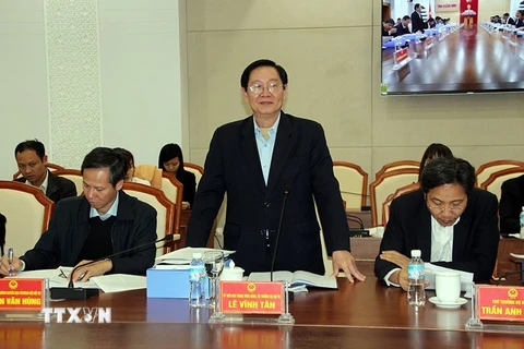 Bộ trưởng Bộ Nội vụ Lê Vĩnh Tân làm Tổ trưởng Tổ công tác về kiểm tra công vụ. (Ảnh: Văn Đức/TTXVN)