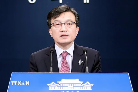 Người phát ngôn Nhà Xanh Kim Eui-kyeom. (Nguồn: Yonhap/TTXVN)