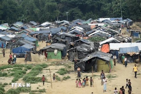 Người tị nạn Rohingya tại trại tị nạn gần biên giới Bangladesh ngày 25/4/2018. (Nguồn: AFP/TTXVN)