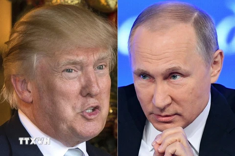 Tổng thống Nga Vladimir Putin (phải) và người đồng cấp Mỹ Donald Trump (Nguồn: AFP/TTXVN)