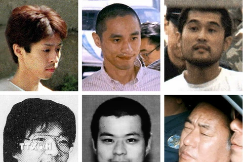 6 thành viên giáo phái AUM Shinrikyo bị tử hình trước đó - ngày 6/7. (Nguồn: AFP/TTXVN)