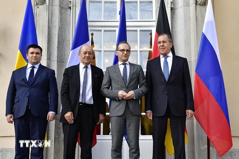 Ngoại trưởng các nước trong nhóm Bộ Tứ Normandy (gồm Đức, Pháp, Nga và Ukraine). (Nguồn: AFP/TTXVN) 