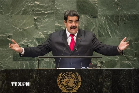 Tổng thống Venezuela Nicolas Maduro phát biểu tại Khóa họp 73 Đại hội đồng LHQ, New York, Mỹ ngày 26/9/2018. (Ảnh: THX/TTXVN)