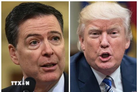 Tổng thống Mỹ Donald Trump (phải) và cựu Giám đốc Cục Điều tra Liên bang (FBI) James Comey. (Nguồn: AFP/TTXVN)
