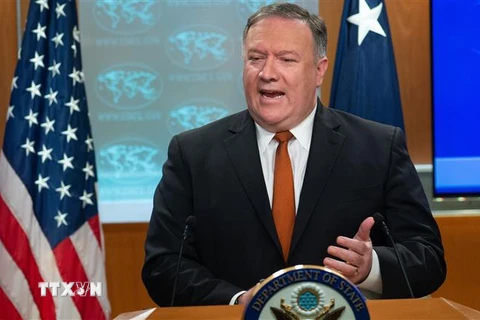 Ngoại trưởng Mỹ Mike Pompeo trong cuộc họp báo tại Washington D.C., ngày 14/9/2018. (Ảnh: AFP/ TTXVN)