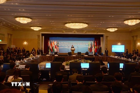 Toàn cảnh Hội nghị Bộ trưởng giữa kỳ lần thứ 5 các nước đám phán RCEP tại Tokyo, Nhật Bản ngày 1/7/2018. (Ảnh: Thành Hữu/TTXVN)