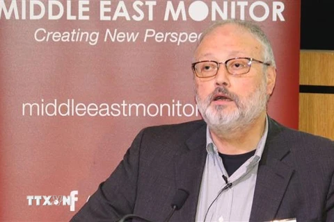 Nhà báo Jamal Khashoggi quốc tịch Saudi Arabia phát biểu tại một hội nghị về Trung Đông ở London, Anh ngày 29/9/2018. (Ảnh: VOV NEWS/TTXVN)