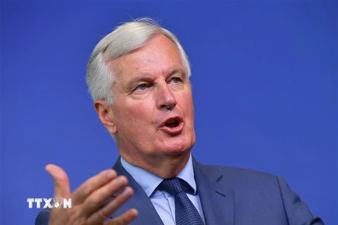 Trưởng đoàn đàm phán Brexit của EU Michel Barnier tại cuộc họp báo ở Brussels, Bỉ. (Ảnh: AFP/TTXVN)