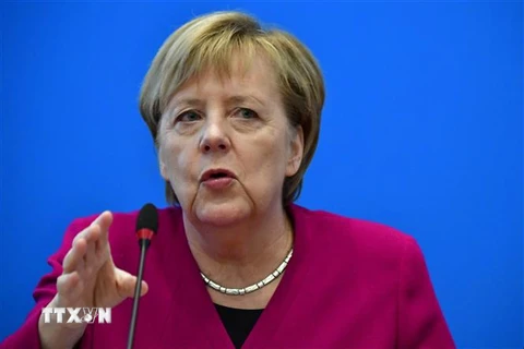 Thủ tướng Đức Angela Merkel phát biểu tại cuộc họp lãnh đạo đảng CDU tại Berlin ngày 29/10/2018. (Ảnh: AFP/ TTXVN) 