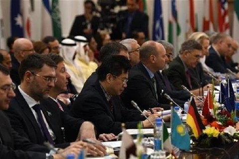 Các đại biểu nước ngoài tham dự hội nghị Kabul Process lần thứ 2 tại Phủ Tổng thống ở Kabul, Afghanistan, ngày 28/2/2018. (Ảnh: AFP)