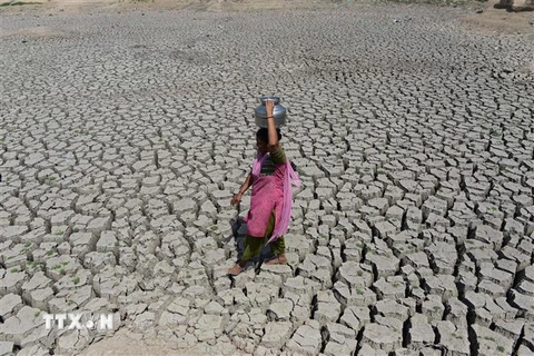 Hồ Chandola ở Ahmedabad, Ấn Độ khô cạn do hạn hán. (Nguồn: AFP/TTXVN)