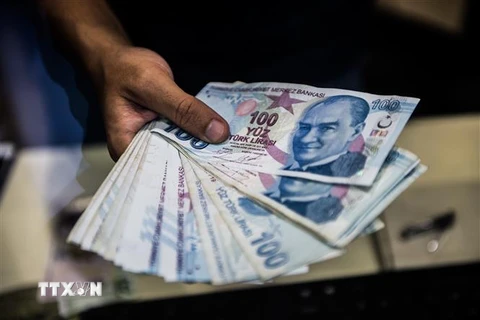 Đồng tiền lira của Thổ Nhĩ Kỳ. (Ảnh: AFP/TTXVN)
