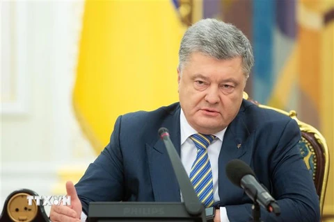 Tổng thống Ukraine Petro Poroshenko tại cuộc họp ở Kiev ngày 26/11/2018. (Ảnh: AFP/TTXVN)