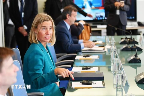 Đại diện cấp cao của EU về an ninh và đối ngoại Federica Mogherini (giữa) tại một cuộc họp bên lề Khóa họp 73 Đại hội đồng Liên hợp quốc ở New York, Mỹ ngày 24/9/2018. (Ảnh: AFP/TTXVN)