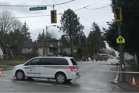Một đường dây điện bị rơi trong khu phố Dunbar của Vancouver ngày 20/12/ 2018. (Nguồn: ctvnews.ca)