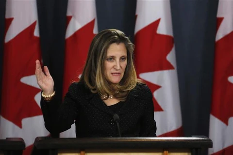 Ngoại trưởng Canada Chrystia Freeland. (Nguồn: AFP/TTXVN)