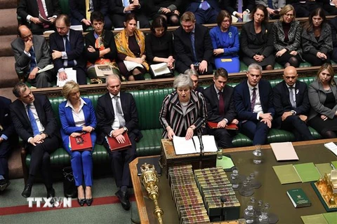 Thủ tướng Anh Theresa May phát biểu trong cuộc họp Hạ viện tại thủ đô London. (Ảnh: AFP/TTXVN)