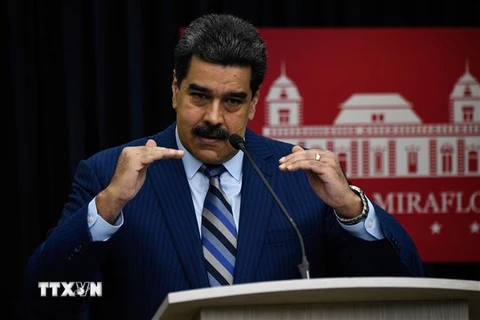 Tổng thống Venezuela Nicolas Maduro trong cuộc họp báo tại Caracas ngày 12/12/2018. (Ảnh: AFP/TTXVN)