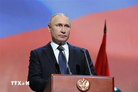 Tổng thống Nga Vladimir Putin phát biểu tại một lễ kỷ niệm ở St Petersburg, Nga, ngày 27/1. (Ảnh: AFP/TTXVN)