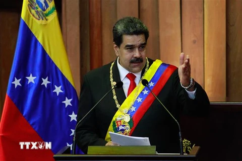 Tổng thống Venezuela Nicolas Maduro phát biểu tại Caracas ngày 10/1/2019. (Ảnh: TTXVN phát) 