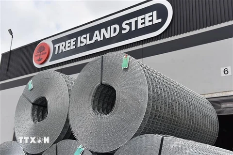 Các sản phẩm thép của Công ty Thép Tree Island ở Richmond, Canada. (Ảnh: AFP/TTXVN)